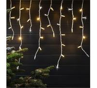 Christmas Snowing Effect Icicle Lights 200 LED Battery Operated Fairy Window Curtain Hanging String Indoor Outdoor 8 Modes Holiday Lighting Home Festive Xmas Decorations 3.9M (White & Warm White)