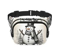 christmas snowman 1 Print Fashion Waist Packs Square Layer Waist Bag Black Belt Bag with Adjustable Strap, Black, One Size