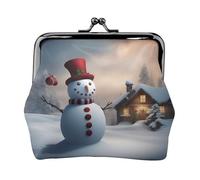 christmas snowman 3 print Cute Buckle Coin Purses Vintage Pouch Kiss lock Change Purse Wallets for Women Fashion, Black, One Size, Vintage