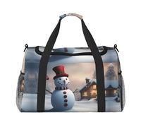 christmas snowman 3 Print Everyday Use Travel Duffle Bag Large Capacity Travel Bag Stylish Functional Bag, Black, One Size
