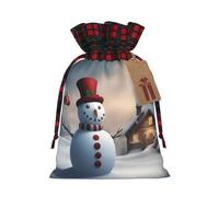 Christmas Snowman 3 Print Xmas Drawstring Gift Bags Reusable Christmas Bags Birthday For Wrapping Needs