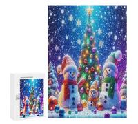 Christmas Snowman 300Pc Jigsaw Puzzles All Ages Christmas Holiday Jigsaws Neighborhood Get-Together Family Game Whimsical Design 300 PCS