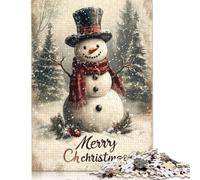 Christmas Snowman 500 Piece Jigsaw Puzzles for Adults | | Family Fun Jigsaws Puzzles for Adults Gifts Intellectual Games 500pcs (52x38cm)