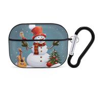 Christmas Snowman Airpod Pro Case AirPods 2 Case for Women Hard Shell Protective Cover with Carabiner Keychain Compatible with AirPods Case 2nd 1st Generation, Front LED Visible Black
