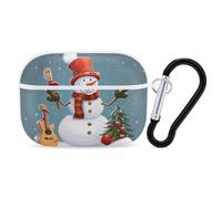 Christmas Snowman Airpod Pro Case AirPods 2 Case for Women Hard Shell Protective Cover with Carabiner Keychain Compatible with AirPods Case 2nd 1st Generation, Front LED Visible White