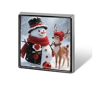 Christmas Snowman And Reindeer Square Lapel Pins Backpack Pin Cute Brooch Decoration Brooches for Women Men Fashion Button Badges for Hat Backpacks Purses Jackets Shirt Suit