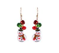 Christmas Snowman Bell Earrings,Red Green Christmas Jingle Bell Tinkle Cute Ornament Dangle Drop Earrings for Women,Alloy Earrings