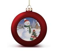 Christmas Snowman Christmas Ball Ornaments - Shatterproof Plastic Vintage Rustic Xmas Tree Decorations Pendant for Family Holiday Wedding Party Xmas Hanging Decoration