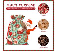 Christmas Snowman, Christmas Tree Christmas Gift Bags With Drawstring, Reusable Gift Wrapping Bags For Xmas Holiday S Red Christmas Ribbon