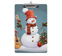 Christmas Snowman Clipboard, A4 Acrylic Clipboard with Hanging Hole, Ultra-Light Clip Board - Holds 100 Sheets, Shatterproof Document Holder for Office, 12.5" X 8.5"