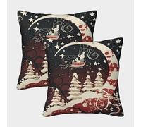 Christmas Snowman Cushion Cover Set of 2 Decorative Machine Washable Pillowcases Square Pillow Cases with Invisible Zipper Cushion Covers for Living Room Sofa Couch Bed Throw Pillow Cases 40x40cm