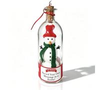 Christmas Snowman Decoration Voice Recording Ornament Message Bottle Gifts | Personal Greeting Audio Gift, Snow Miniature Winter Scene, Cordless AAA Battery Powered, Ideal Keepsake For Festive Season