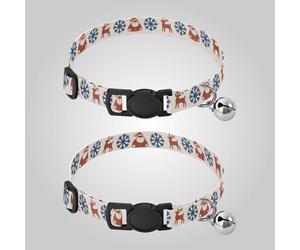 Christmas Snowman Deer Rust Red Indigo Collars for Small Dogs Adjustable Dog Collars for Females 2 Pack