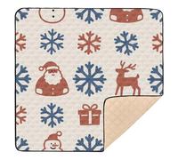 Christmas Snowman Deer Rust Red Indigo Cute Baby Play Mat for Indoor Outdoor Washable Foldable Activity Gym Mat for Baby Kids Toddlers Infants, 50'' x 50''