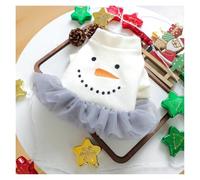 Christmas Snowman Dog Dress, White & Gray Splicing Princess Pet Costume for Cats & Dogs, Winter Party Apparel with Elegant Design, Festive Holiday Wear(S)