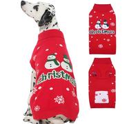 Christmas Snowman Dog Sweater for Medium Dogs with Leash Hole | Classic Red Knit,Warm Turtleneck for Cold Winter,Sleeveless Lightweight for Outdoor Walking,Party Dressing,Red,XXL