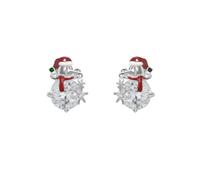 Christmas Snowman Ear Cuff Earrings for Women - Cubic Zirconia Crystal Snowflake Flower Enamel Red Santa Hat Ear Cuffs for Non Pierced Cartilage Clip On Earring Cute Christmas Jewelry Xmas Fake Huggie