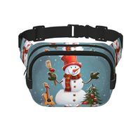 Christmas Snowman Fanny Pack for Men Women Fashion Running Waist Packs with 3 Zipper Pockets Waterproof Crossbody Belt Bag with Adjustable Strap Sports Hip Pack for Travel Wallet