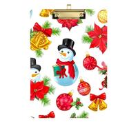 Christmas Snowman Floral Acrylic Clipboard Cute Clipboard Letter Size Clipboards, A4 Letter Size 12.5 x 9 Inches Gold Clip, Gold12x9in