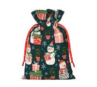 Christmas Snowman, Gift Christmas Gift Bags With Drawstring, Reusable Gift Wrapping Bags For Xmas Holiday S Red Christmas Ribbon