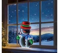 Christmas Snowman Infinity LED Mirror Tunnel Light - 3D Decoration - 60cm - Red Hat
