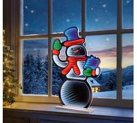 Christmas Snowman Infinity LED Mirror Tunnel Light - 3D Decoration - 60cm Waving Multi-Coloured Indoor Christmas Light