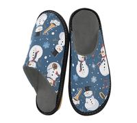 Christmas Snowman Instrumental Pattern House Slippers for Women Men Warm Slippers House Shoes Indoor Outdoor Slippers