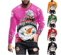 Christmas Snowman Jumper for Men Funny Snowflakes Printed Sweatshirt Long Sleeve Pullover Novelty Xmas Shirt Xmas Graphic Sweatshirt Ugly T-Shirt Crewneck Blouse Going Out Pullover Tops Black