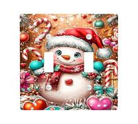 Christmas Snowman Light Switch Cover Plate/Outlet Covers, Festive Red and Green Holiday Decor, Wall Plates, Standard Size Double Toggle