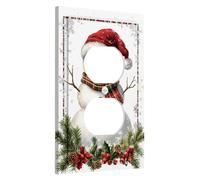Christmas Snowman Light Switch Cover Plates/Outlet Covers, Winter Holiday Decor with Red and Green Accents, Thermoplastic Wall Plates, Standard Size Single Duplex Outlet