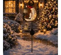 Christmas Snowman Moon Solar Garden Stake Light,Outdoor Pathway Light,A | 600mAh Rechargeable Solar Pathway Light,Automatic Night Illumination,Resin And Metal Build,IP65 Waterproof,Easy Yard Install