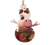 Christmas Snowman Ornament Set of 6 Cows and Strawberries Printed Wooden Ornaments Suitable for Hanging on fireplaces and windowsills