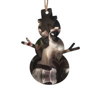 Christmas Snowman Ornament Set of 6 Elegant Siamese Cat Printed Wooden Ornaments Suitable for Hanging on fireplaces and windowsills