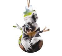 Christmas Snowman Ornament Set of 6 Happy Cute Koala Printed Wooden Ornaments Suitable for Hanging on fireplaces and windowsills