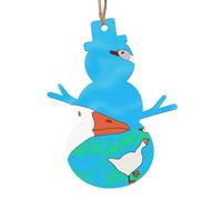 Christmas Snowman Ornament Set of 6 Happy White Goose Printed Wooden Ornaments Suitable for Hanging on fireplaces and windowsills