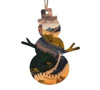 Christmas Snowman Ornament Set of 6 The Great Wall of China Printed Wooden Ornaments Suitable for Hanging on fireplaces and windowsills