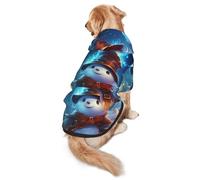 Christmas Snowman Performing Magic Tricks Dog Hoodie for Medium and Large Dogs – Soft Polyester Pet Clothes, Suitable for All Seasons