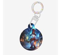 Christmas Snowman Performing Magic Tricks Dog Tags for Pets,Round Acrylic Pet ID Tags,Perfect for Small to Large Dogs and Cats,Cute & Functional