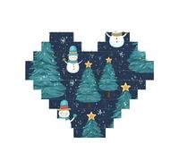 Christmas Snowman Print Building Brick Block Puzzle Heart Shape Brick Puzzle 3D Jigsaw DIY Home Decor