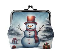 christmas snowman print Cute Buckle Coin Purses Vintage Pouch Kiss lock Change Purse Wallets for Women Fashion, Black, One Size, Vintage