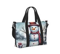 Christmas Snowman Print Travel Hand Bag Women Lightweight Tote Foldable Daily Weekend Trips Gym Vacation