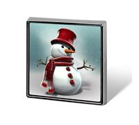 Christmas Snowman Printed Square Badge Metal Button Badge Decorative Button Brooch Lapel Pins Bag Hat Accessories for Women Men Aluminum