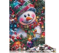 Christmas Snowman Puzzles 500 Piece Jigsaws for Adults Learning Educational Toys Family Games Festival Birthday Gifts 500pcs (52x38cm)