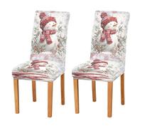 Christmas Snowman Red Dining Chair Covers Set of 2 Spandex Stretch Parson Chair Covers for Dining Room