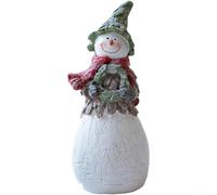 Christmas Snowman Resin Tabletop Ornament for Holiday Scene Setting, Rustic Festive Figurine for Dining Table Centrepiece and Mantel Display Decoration(A)