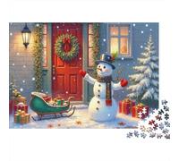 Christmas Snowman Scene Jigsaw for Adults 1000 Challenging Puzzles Snowman And Reindeer Puzzle Game for The Whole for Women Gifts for Men A Unique100% Recvcled Cardboard38x26cm/1000pcs