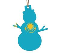 Christmas Snowman Shape Pendant Wooden 6 PCS â€“ Fashion Flag of Kazakhstan Print Decorations for Tree, Doors, Windows, Table