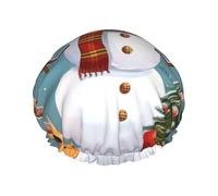 Christmas Snowman Shower Caps for Women Reusable Waterproof Shower Bonnet Large Elastic Bath Caps Double Layers Bathing Hair Caps Designed for all Hair Lengths with PEVA Lining