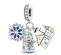 Christmas Snowman, Snowflake, and Gingerbread House Triple Dangle Charm 925 Silver Compatible with Pandora Charms, Trollbeads, Chamilia, Biagi and Many Other UK Charm Bracelets.