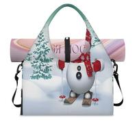 Christmas Snowman Sports Duffle Bag with Shoe Compartment Snowman Tree Snowflake Weekend Overnight Bags Tote Cabin Luggage Bag for Gym Yoga Travel